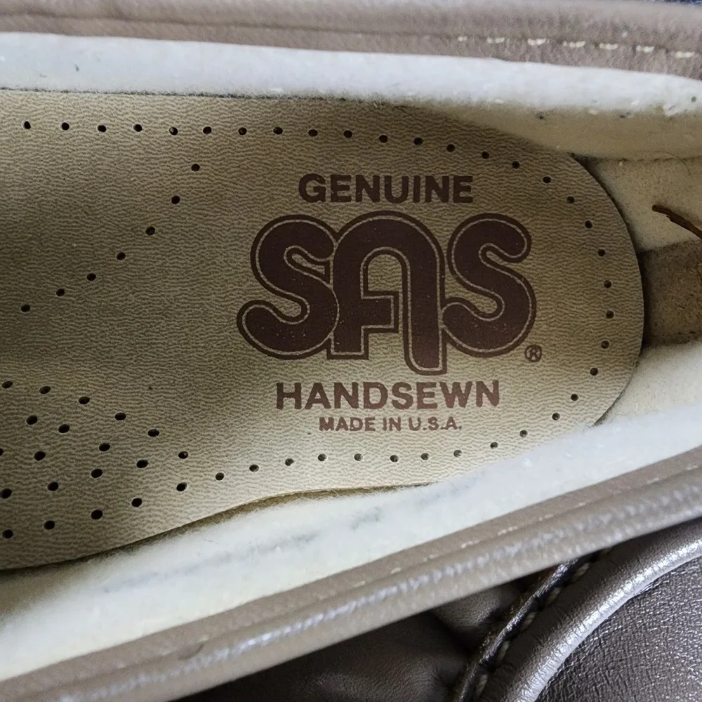 SAS Siesta Loafers Womens 6.5 W Taupe Leather Lace Up Comfort Shoes USA Made